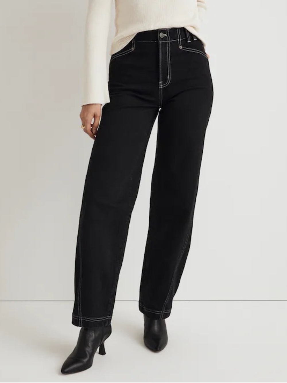 Madewell The Perfect Vintage Wide-Leg Jean in Harmon Wash Black Denim Seams